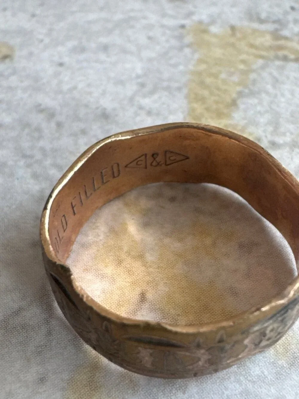 TINY 10K Gold Filled Vintage Ringe Size 4 Clark & Coombs C & C Stamped Band